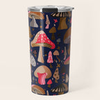 Mushroom Collection - Navy Travel Mug Gallery Image 1