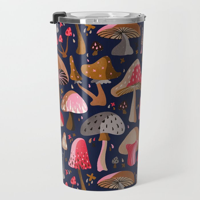 Mushroom Collection - Navy Travel Mug Gallery Image 3