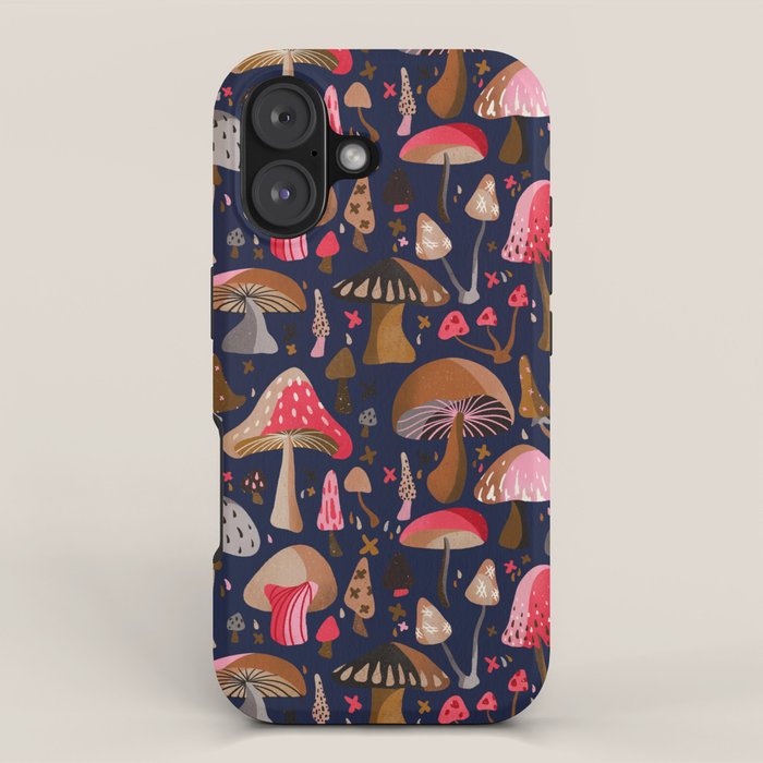 Mushroom Collection - Navy iPhone Case Gallery Image 1