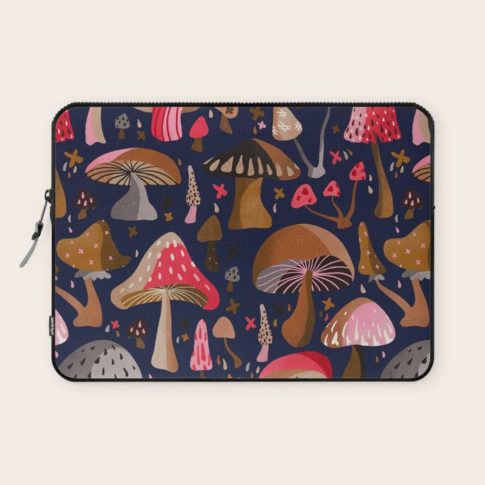 Mushroom Collection - Navy Laptop Sleeve Gallery Image 1