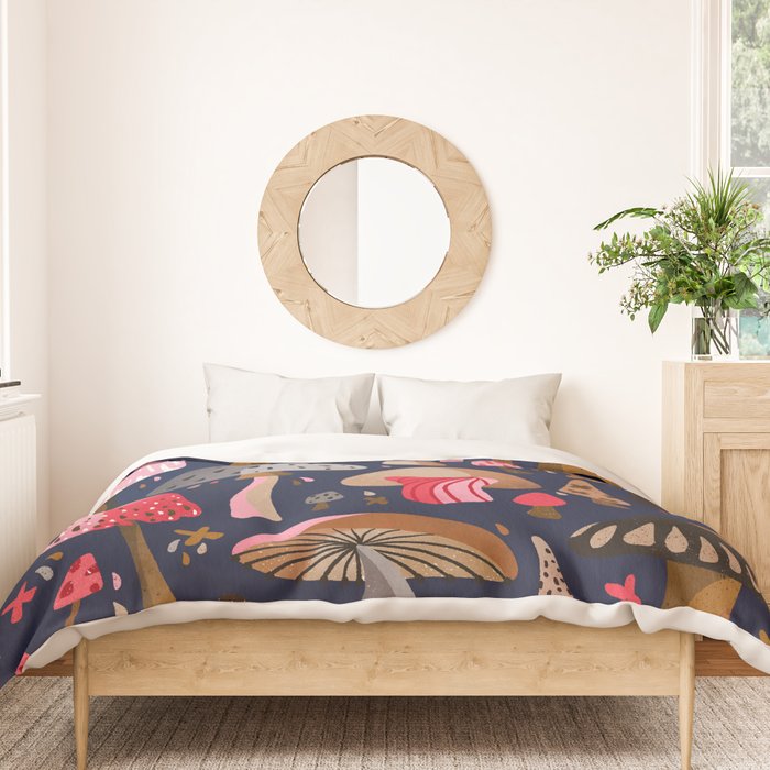 Mushroom Collection - Navy Duvet Cover Gallery Image 3