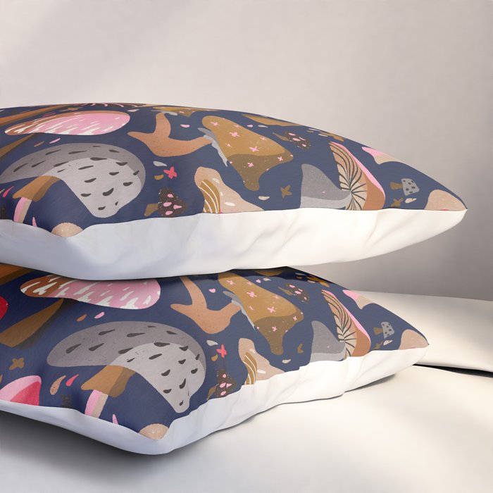 Mushroom Collection - Navy Pillow Sham Gallery Image 3
