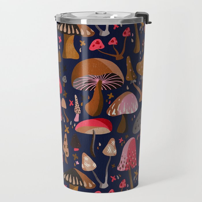 Mushroom Collection - Navy Travel Mug Gallery Image 2
