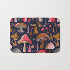 Mushroom Collection - Navy Bath Mat Gallery Image 1