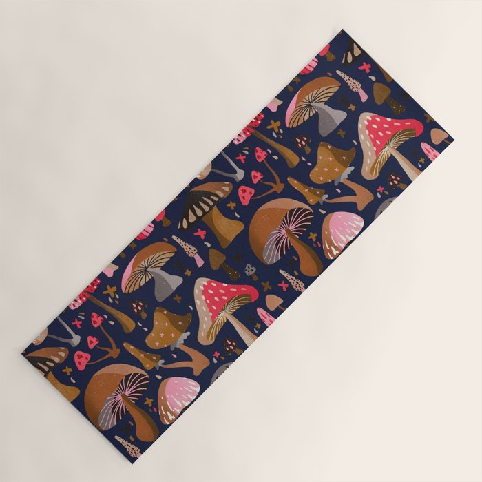 Mushroom Collection - Navy Yoga Mat Gallery Image 1