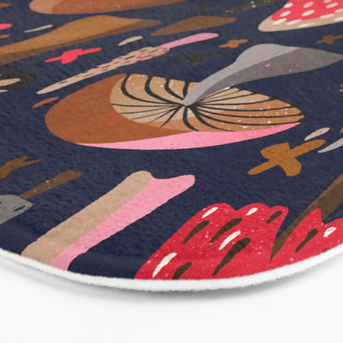Mushroom Collection - Navy Bath Mat Gallery Image 3