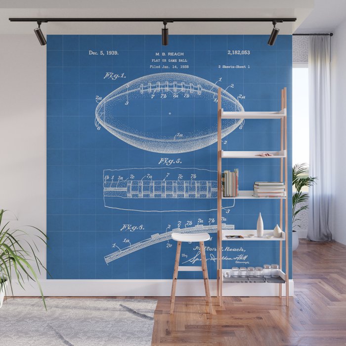 Football Patent - American Football Art - Blueprint Wall Mural Gallery Image 1