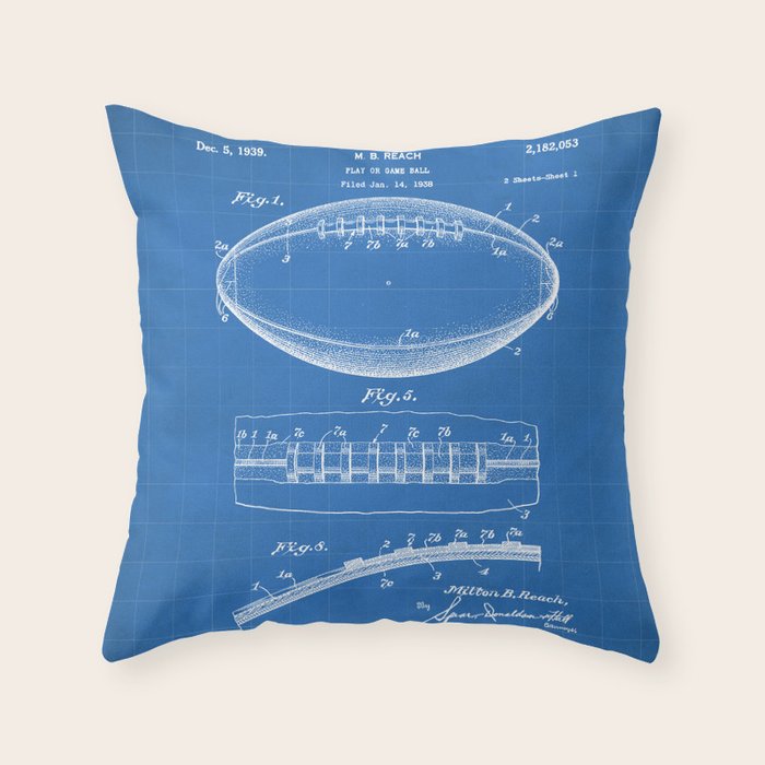 Football Patent - American Football Art - Blueprint Throw Pillow Gallery Image 6