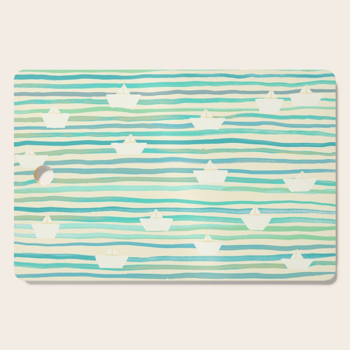 Whimsical Paper Boats Cutting Board Gallery Image 1