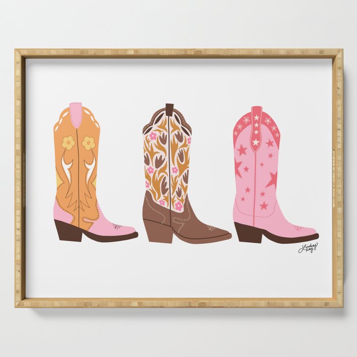 Pink Cowboy Boots  Serving Tray Gallery Image 1