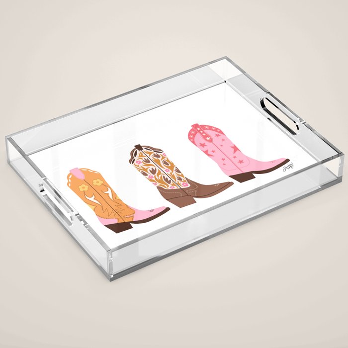 Pink Cowboy Boots  Acrylic Tray Gallery Image 1