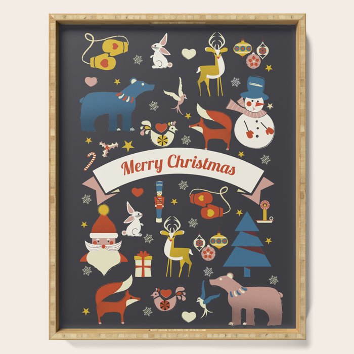 Christmas symbols pattern Serving Tray Gallery Image 1