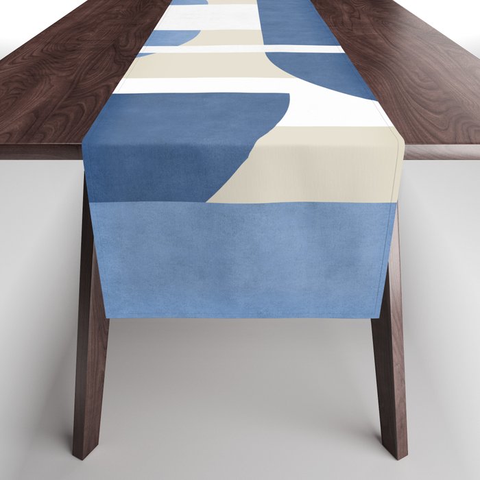 Halfmoon Colorblocks Composition - Blue Navy Table Runner Gallery Image 1