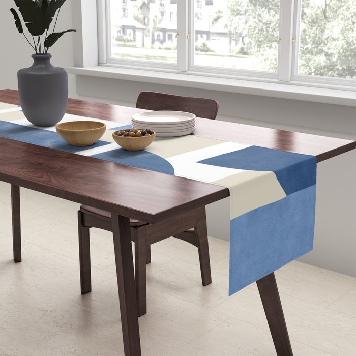Halfmoon Colorblocks Composition - Blue Navy Table Runner Gallery Image 2