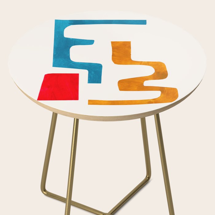 'Falling Down' Paper Collage Fun Colorful Shapes Mid Century Minimal Abstract Art by Ejaaz Haniff Side Table Gallery Image 2