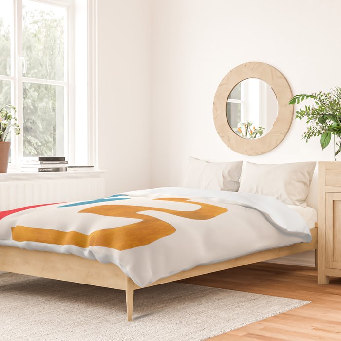 'Falling Down' Paper Collage Fun Colorful Shapes Mid Century Minimal Abstract Art by Ejaaz Haniff Duvet Cover Gallery Image 2