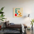'Falling Down' Paper Collage Fun Colorful Shapes Mid Century Minimal Abstract Art by Ejaaz Haniff Wood Wall Art Gallery Image 2