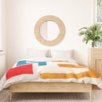 'Falling Down' Paper Collage Fun Colorful Shapes Mid Century Minimal Abstract Art by Ejaaz Haniff Duvet Cover Gallery Image 3