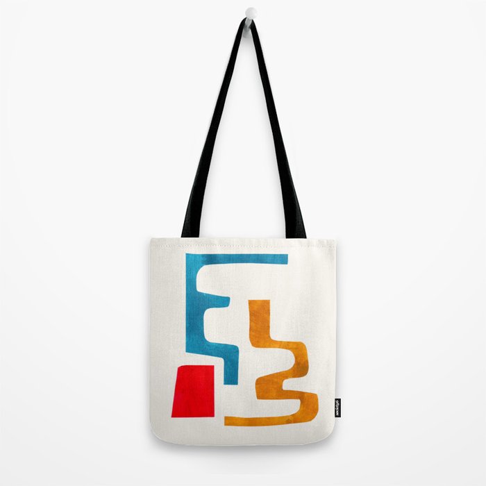 'Falling Down' Paper Collage Fun Colorful Shapes Mid Century Minimal Abstract Art by Ejaaz Haniff Tote Bag Gallery Image 2