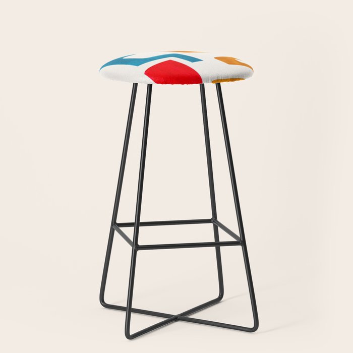 'Falling Down' Paper Collage Fun Colorful Shapes Mid Century Minimal Abstract Art by Ejaaz Haniff Stool Gallery Image 1