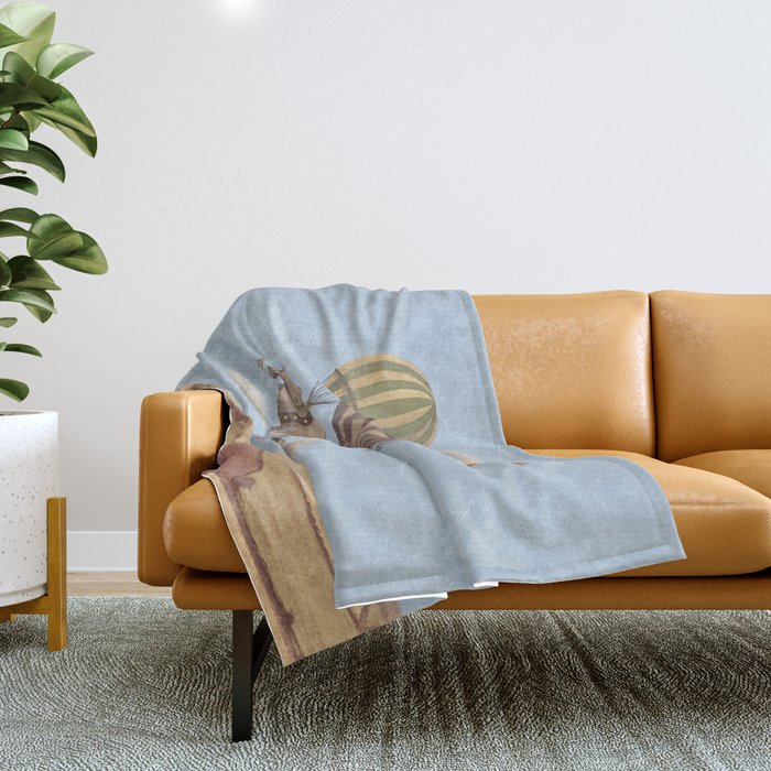 Flight of the Elephants - blue option Throw Blanket Gallery Image 1