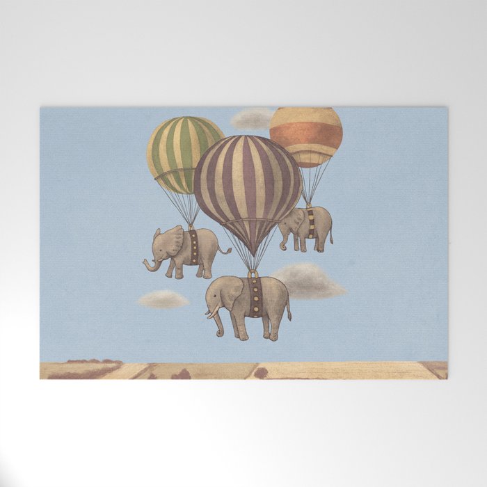 Flight of the Elephants - blue option Welcome Mat Gallery Image 1