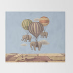 Flight of the Elephants - blue option Throw Blanket Gallery Image 2