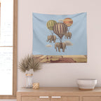 Flight of the Elephants - blue option Wall Tapestry Gallery Image 2