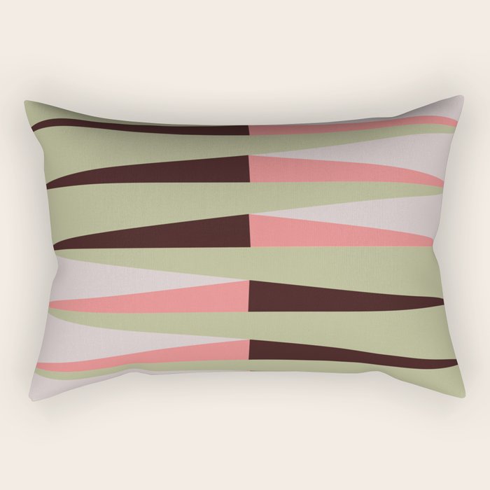 Geometric pattern rose and light green Rectangular Pillow Gallery Image 2