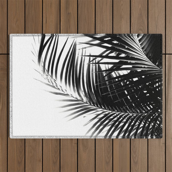 Palm Leaves Black & White Vibes #3 #tropical #decor #art #society6 Outdoor Rug Gallery Image 1