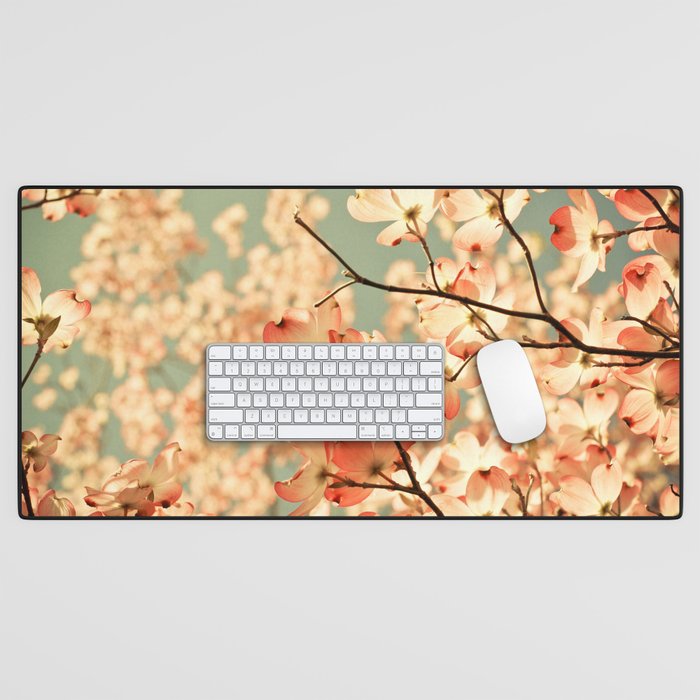 Pink Flowers on a Spring Day Desk Mat Gallery Image 1