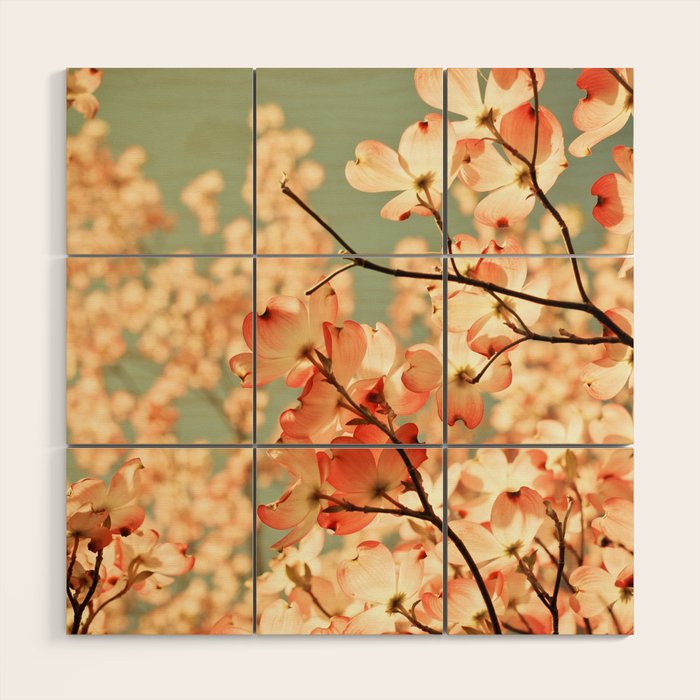 Pink Flowers on a Spring Day Wood Wall Art Gallery Image 1