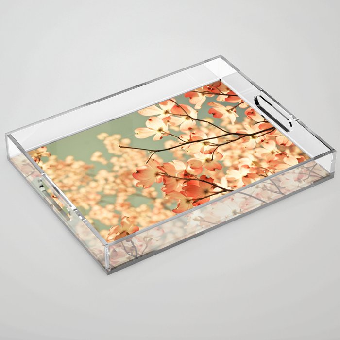 Pink Flowers on a Spring Day Acrylic Tray Gallery Image 1