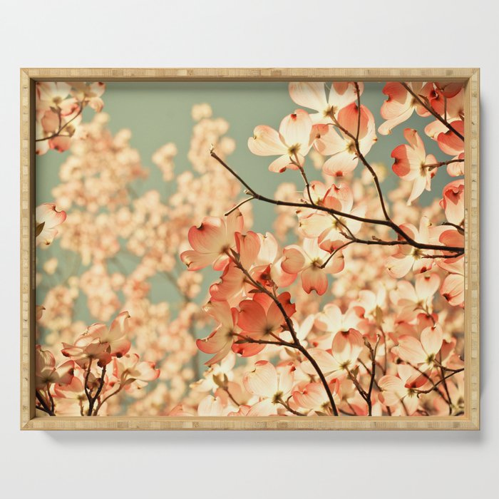 Pink Flowers on a Spring Day Serving Tray Gallery Image 1