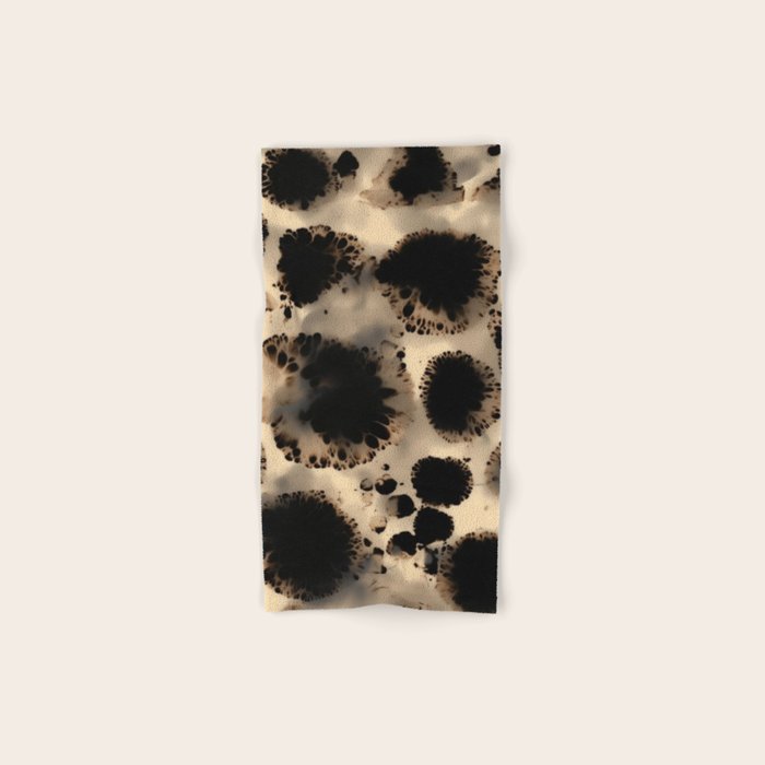 Organic Tortoiseshell Marble Pattern in Black and Cream Bath Towel Gallery Image 1