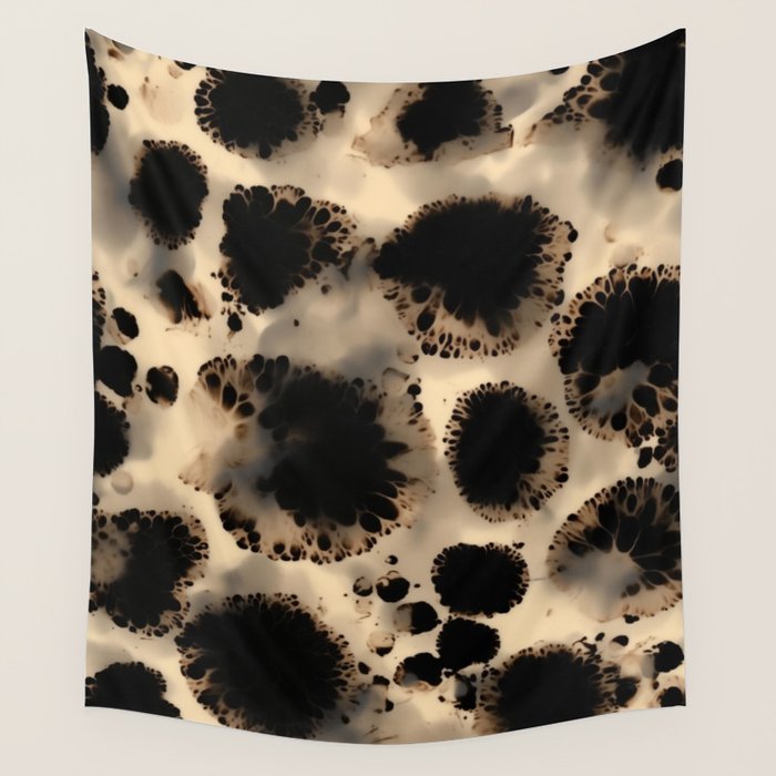Organic Tortoiseshell Marble Pattern in Black and Cream Wall Tapestry Gallery Image 4