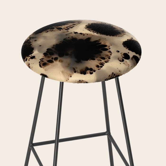 Organic Tortoiseshell Marble Pattern in Black and Cream Stool Gallery Image 2