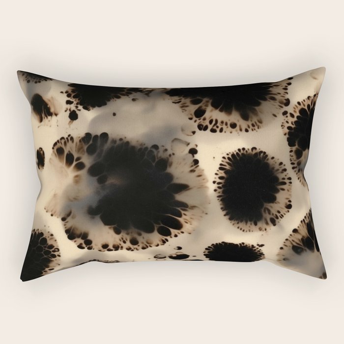 Organic Tortoiseshell Marble Pattern in Black and Cream Rectangular Pillow Gallery Image 1
