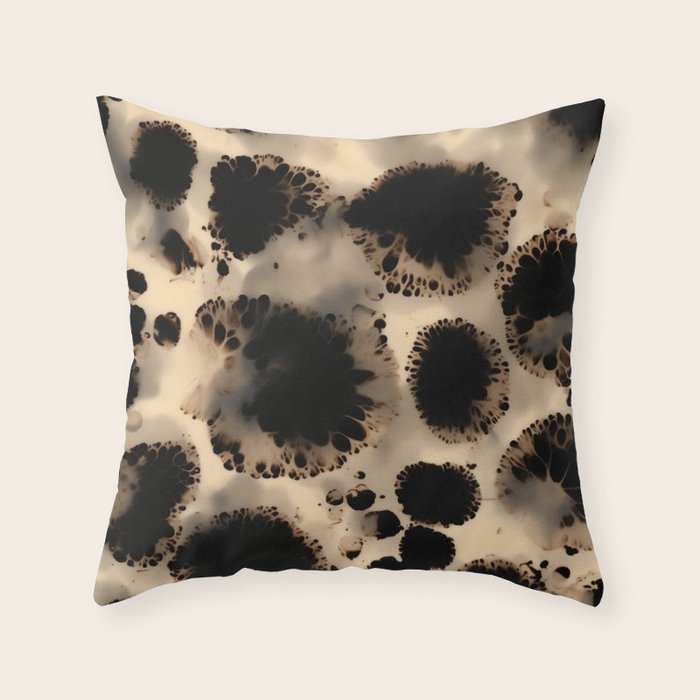 Organic Tortoiseshell Marble Pattern in Black and Cream Throw Pillow Gallery Image 6