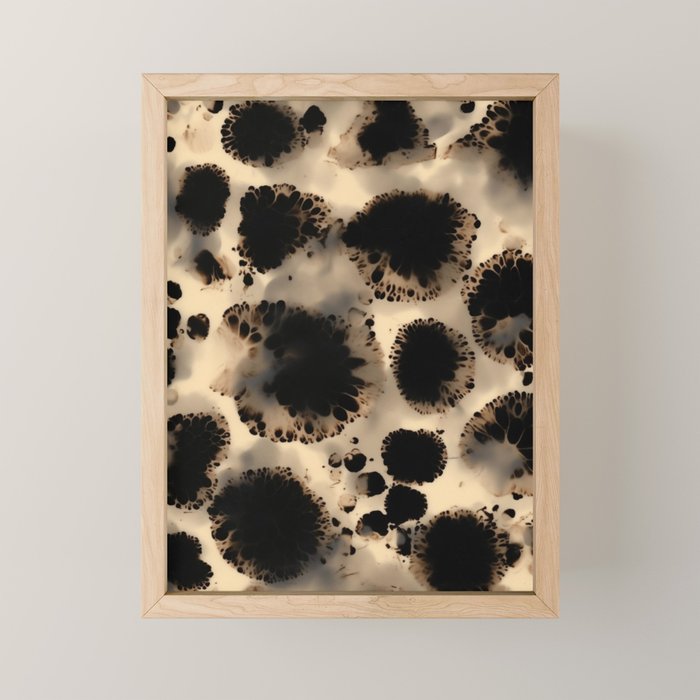 Organic Tortoiseshell Marble Pattern in Black and Cream Mini Art Print Gallery Image 1