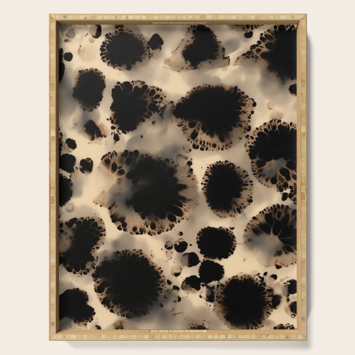 Organic Tortoiseshell Marble Pattern in Black and Cream Serving Tray Gallery Image 1