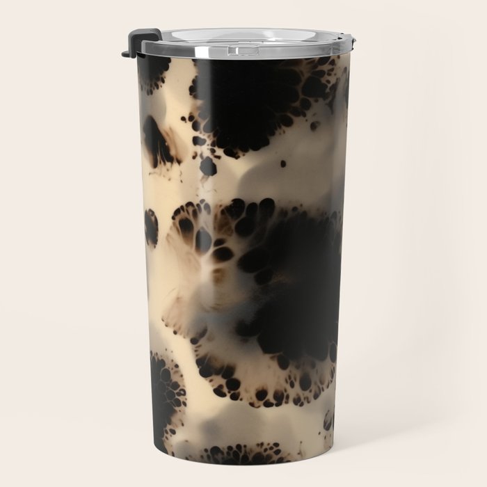 Organic Tortoiseshell Marble Pattern in Black and Cream Travel Mug Gallery Image 3