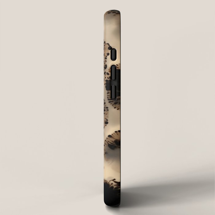 Organic Tortoiseshell Marble Pattern in Black and Cream iPhone Case Gallery Image 2