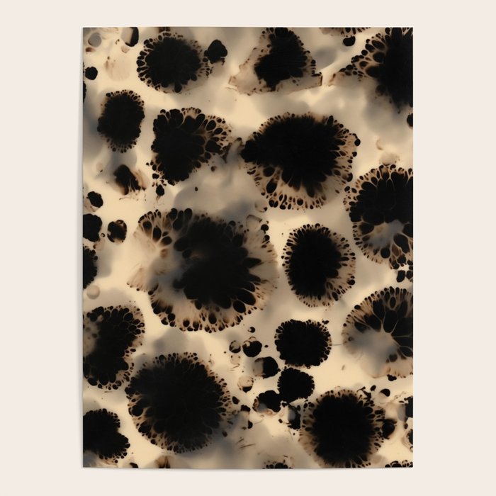 Organic Tortoiseshell Marble Pattern in Black and Cream Poster Gallery Image 4