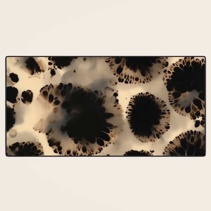Organic Tortoiseshell Marble Pattern in Black and Cream Desk Mat Gallery Image 3