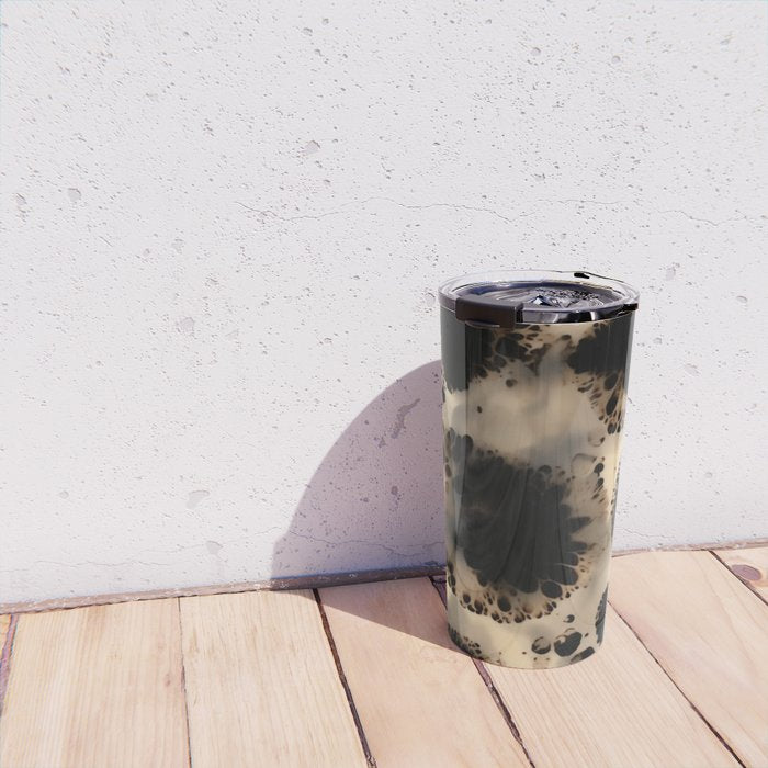 Organic Tortoiseshell Marble Pattern in Black and Cream Travel Mug Gallery Image 4