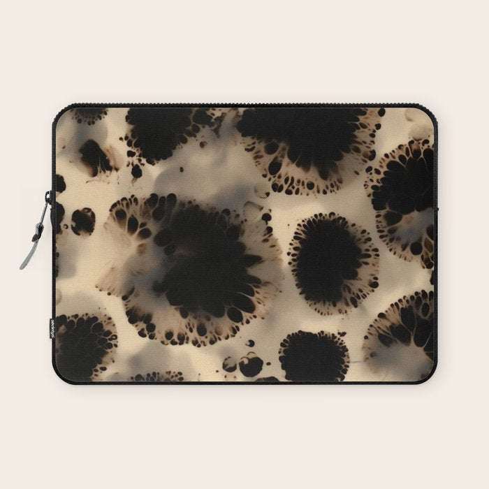 Organic Tortoiseshell Marble Pattern in Black and Cream Laptop Sleeve Gallery Image 1