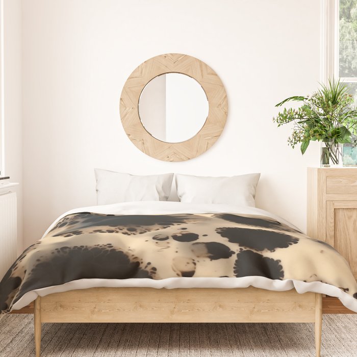 Organic Tortoiseshell Marble Pattern in Black and Cream Duvet Cover Gallery Image 3