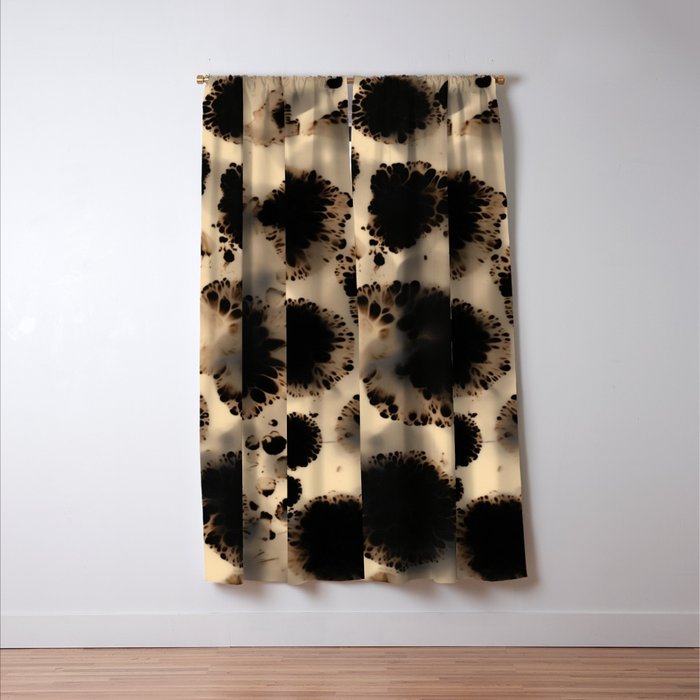 Organic Tortoiseshell Marble Pattern in Black and Cream Window Curtain Gallery Image 3