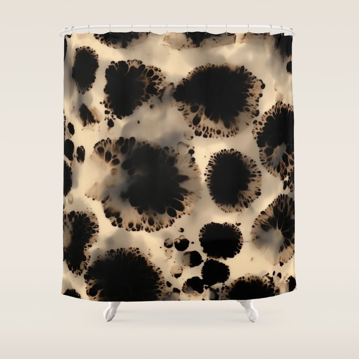 Organic Tortoiseshell Marble Pattern in Black and Cream Shower Curtain Gallery Image 1